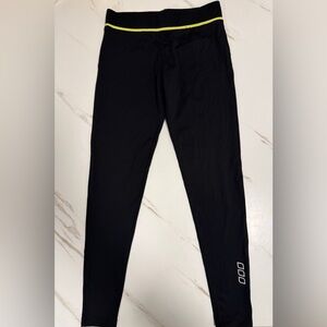 Lorna Jane Black Leggings with Yellow Accent